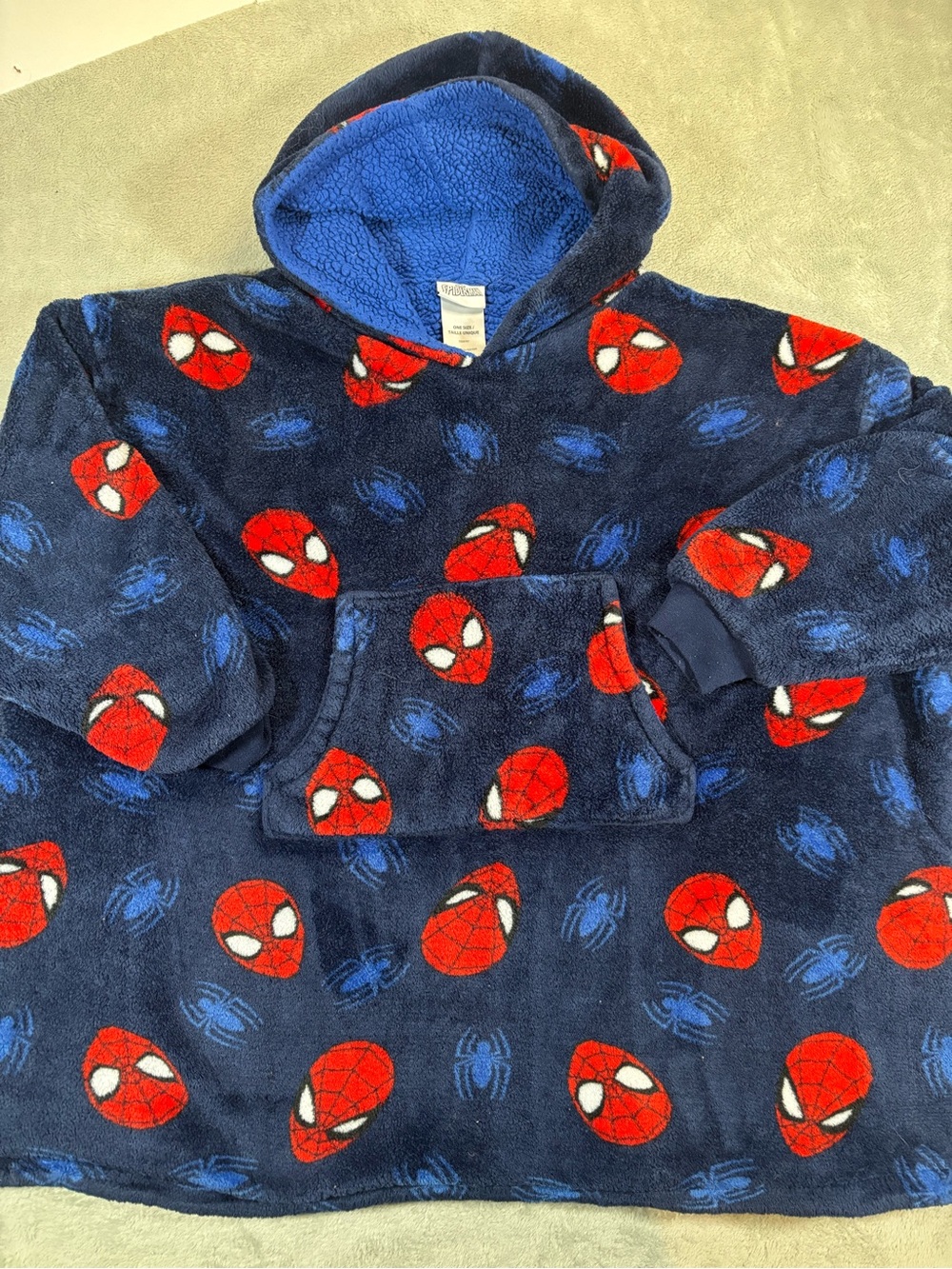 Marvel Spider-Man Kids Oversized Fleece Hoodie Blanket Wearable Comfy One Size